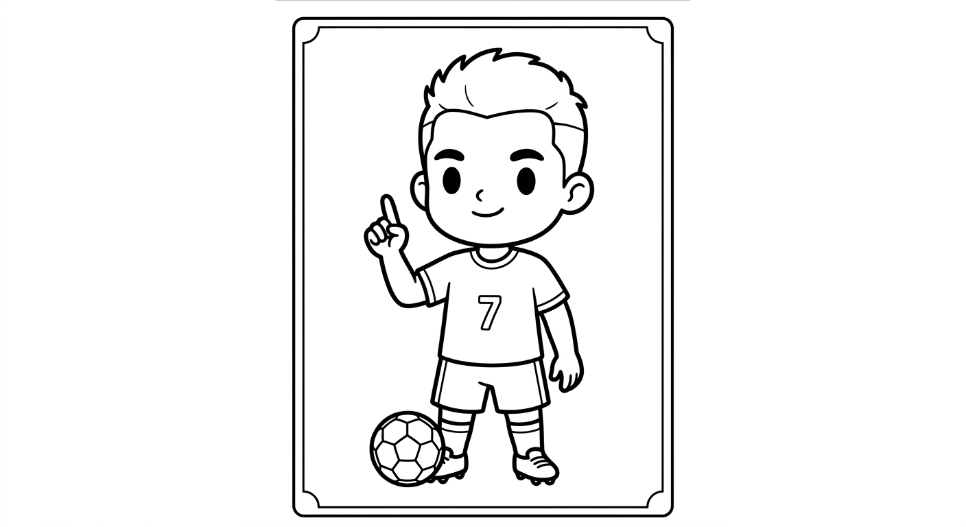 Desenho para colorir do atacante Vinicius Jr apontando para o céu comemorando para imprimir