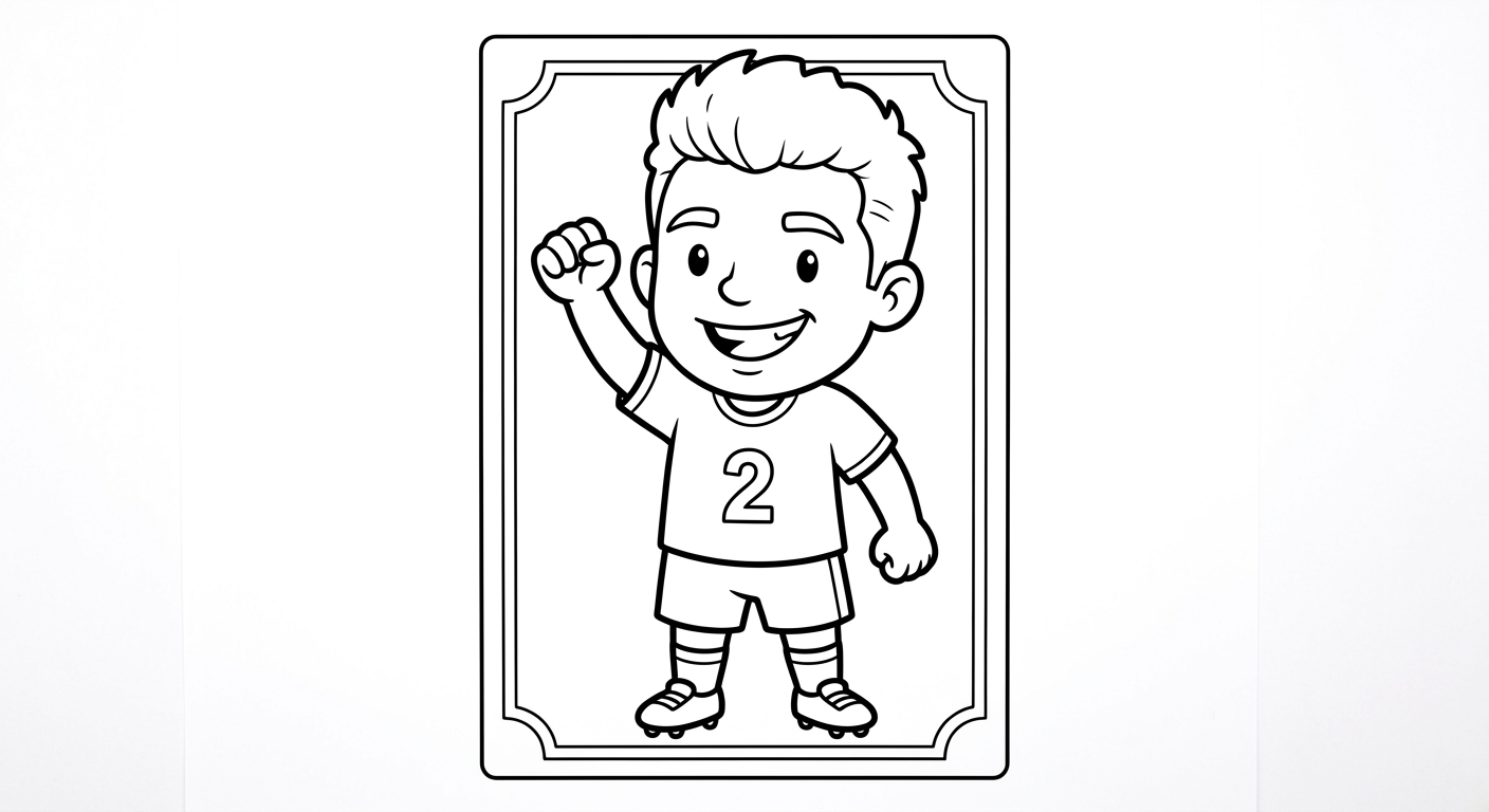 Desenho para colorir do lateral Wesley comemorando com soco no ar em estilo de card colecionável para pintar