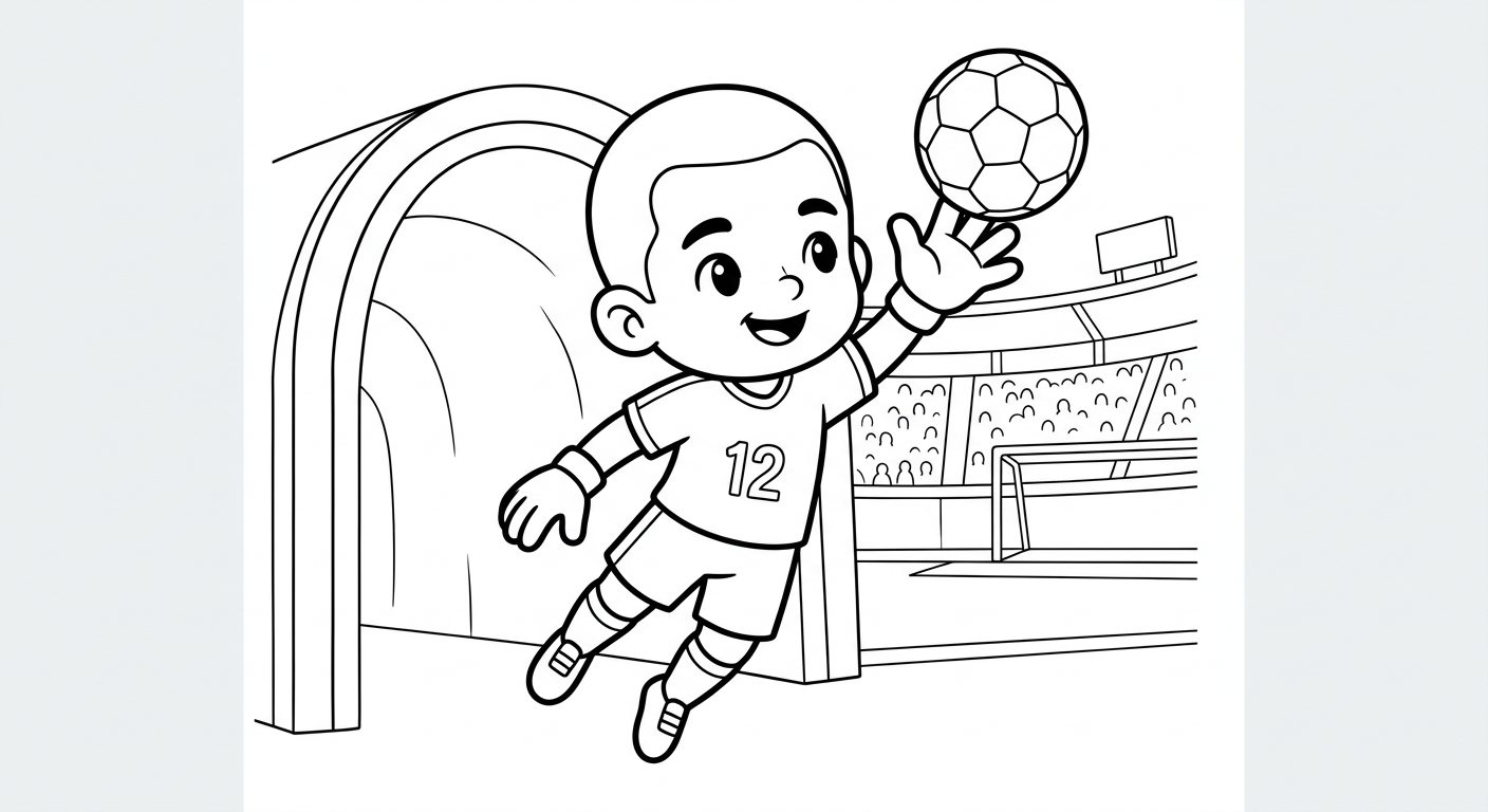 Desenho para colorir do goleiro Weverton saltando para o canto superior no túnel do estádio para pintar