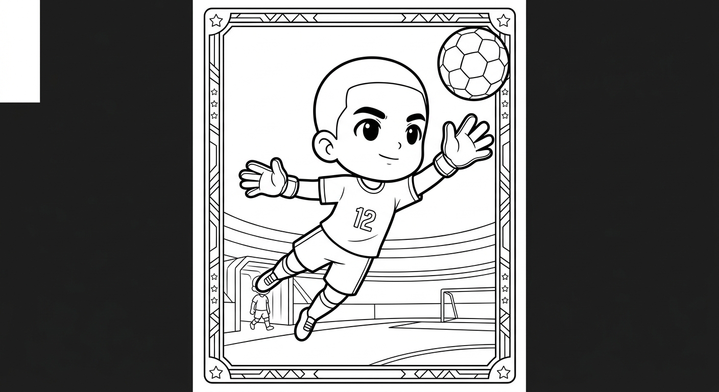 Desenho para colorir do goleiro Weverton saltando ao canto superior no túnel do estádio para imprimir