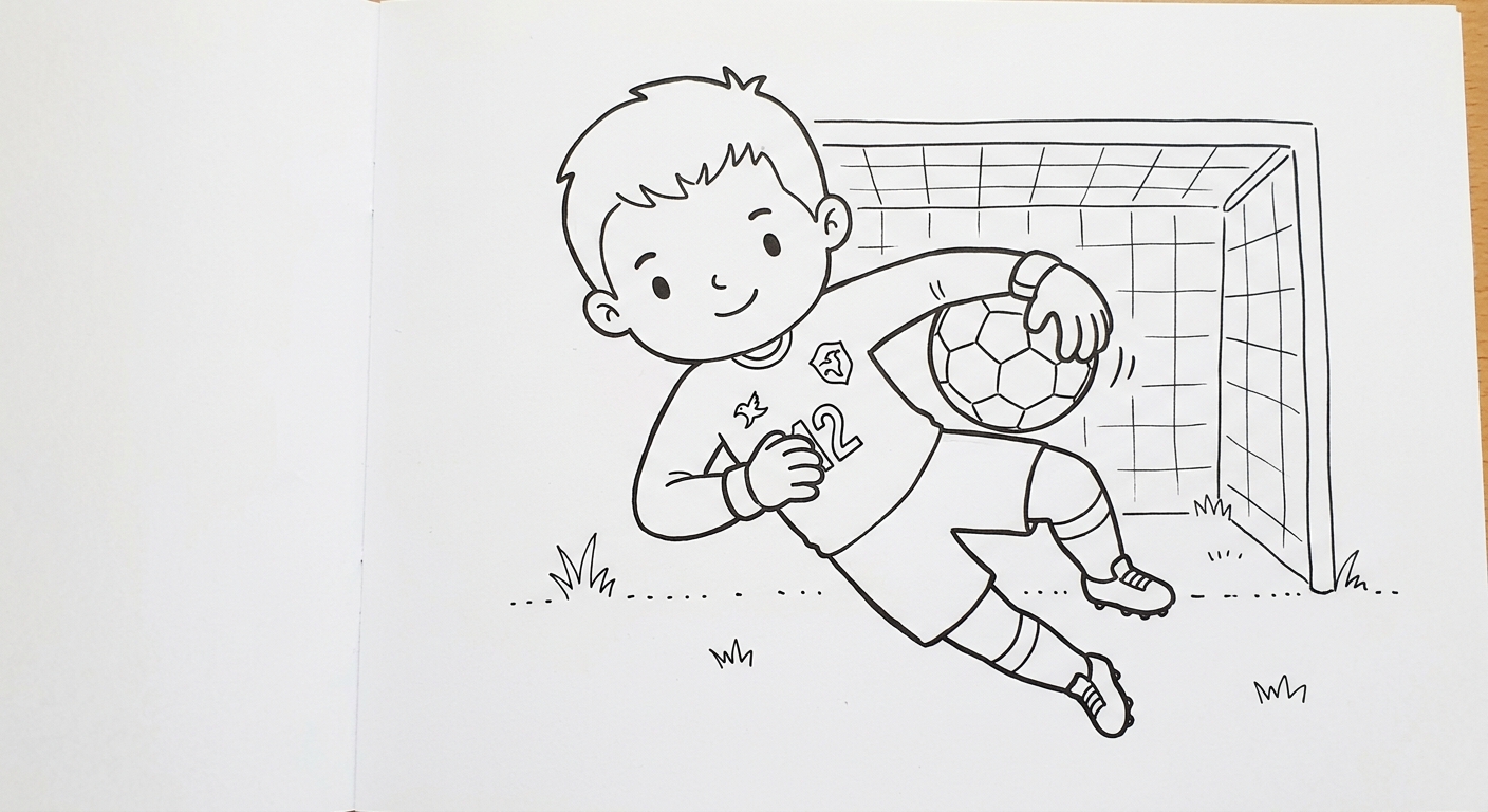 Desenho de Weverton para colorir, goleiro saltando com bola no peito entre estrelas