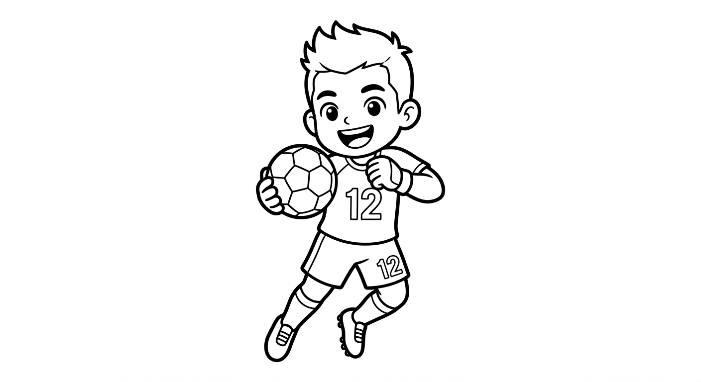 Desenho para colorir do goleiro Weverton saltando, segurando bola no peito com estrelas decorativas para pintar
