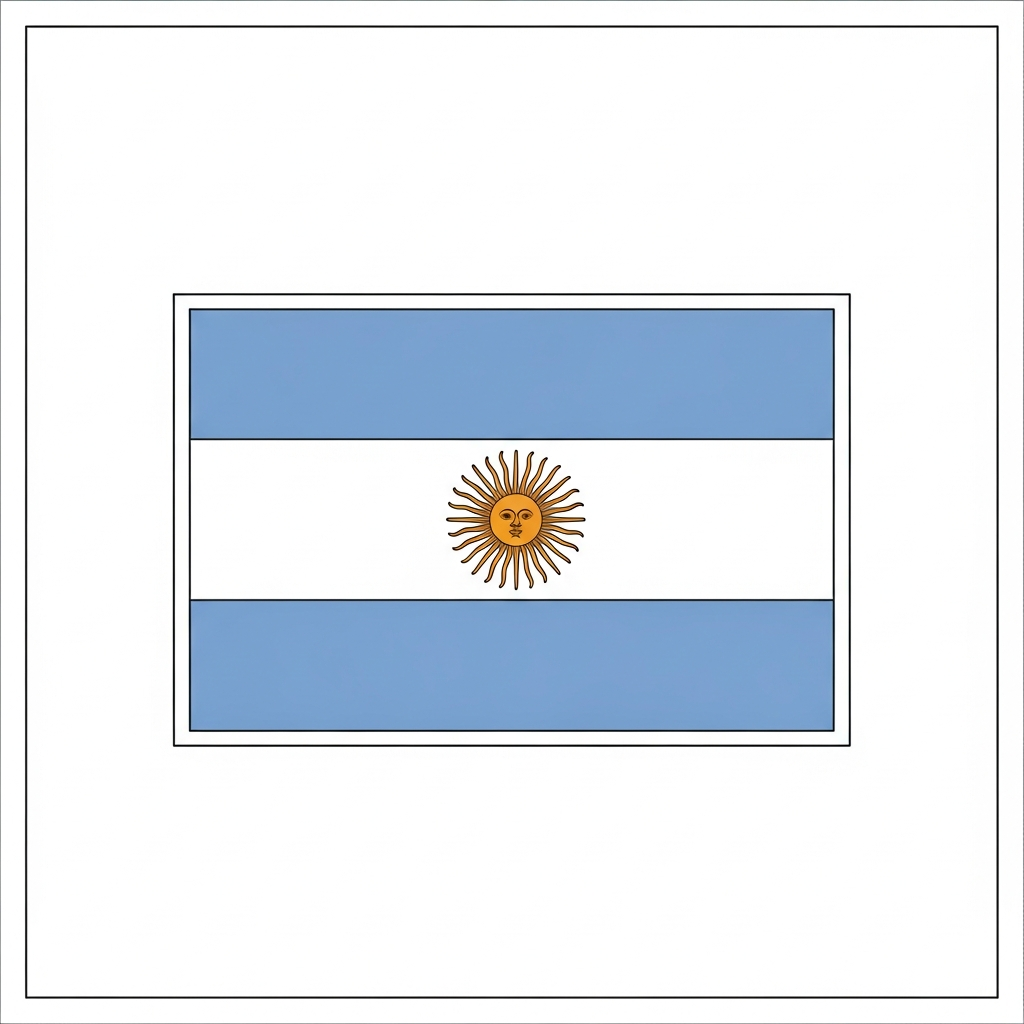 Desenho de bandeira a argentina para colorir com listras e sol central