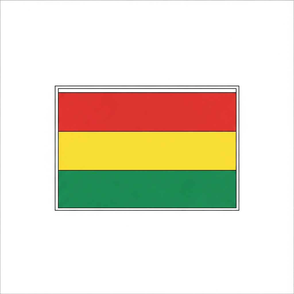 Desenho de bandeira bolivia para colorir com listras horizontais e brasão central