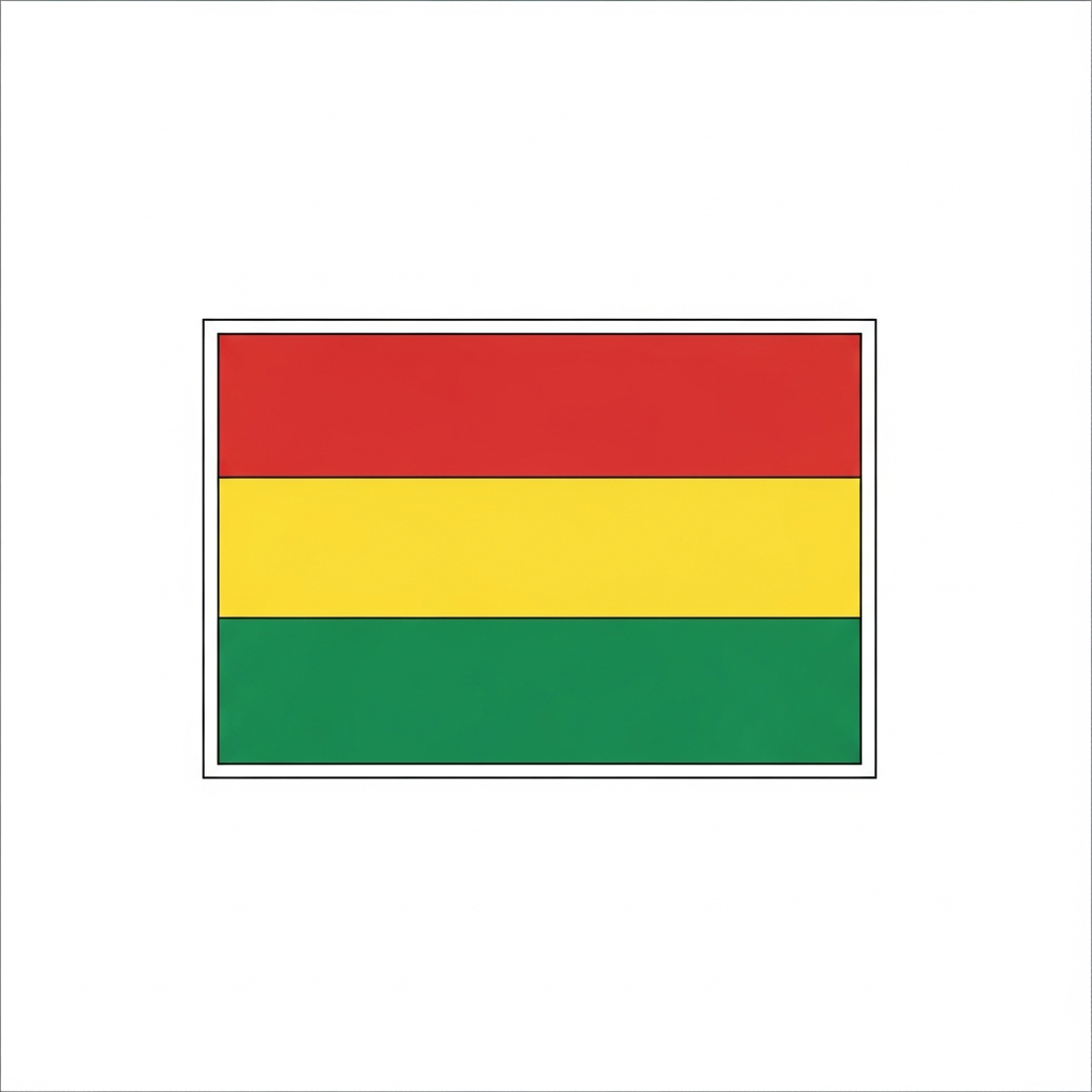 Desenho de bandeira bolivia para colorir com faixas horizontais e escudo central