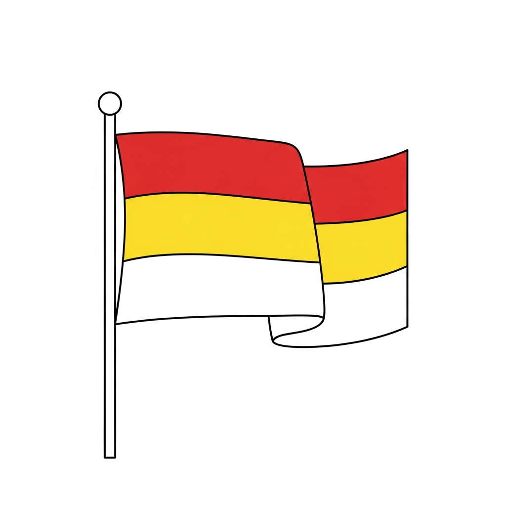 Desenho de bandeira bolivia para colorir com listras horizontais e brasão central