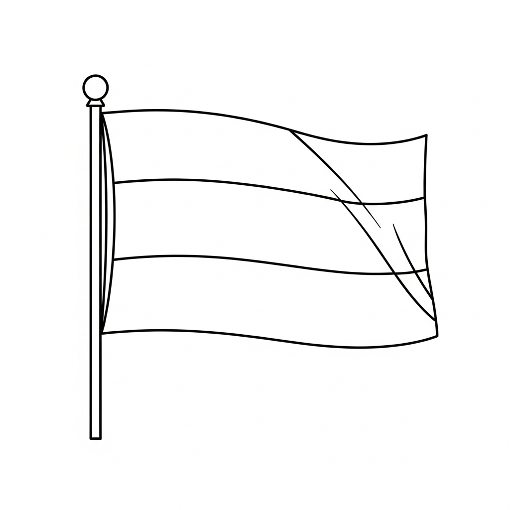 Desenho de bandeira bolivia para colorir com faixas horizontais e brasão central