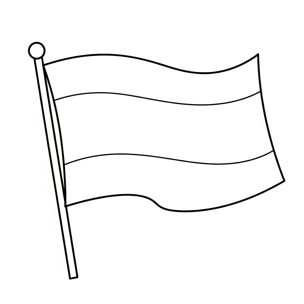 Desenho de bandeira bolivia para colorir com faixas horizontais e brasão central
