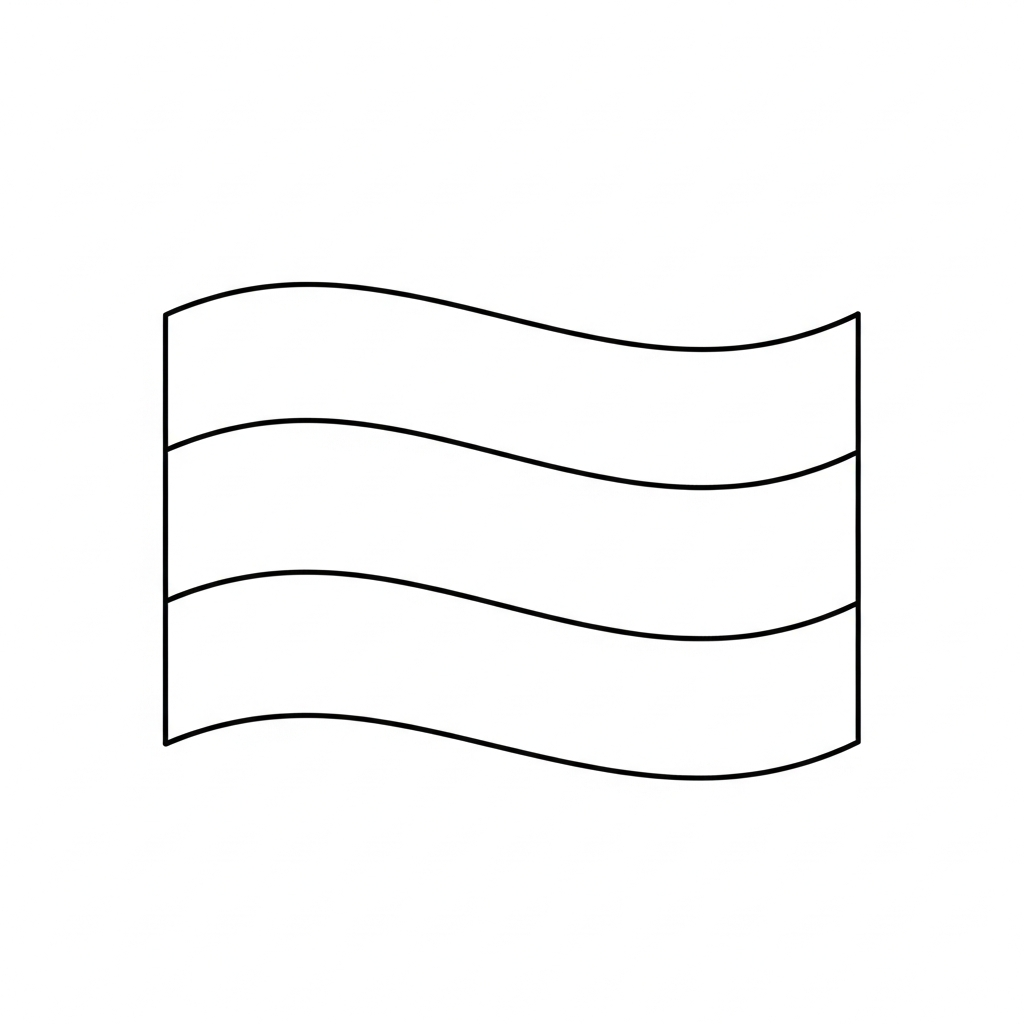 Desenho de bandeira bolivia para colorir com faixas horizontais e brasão central