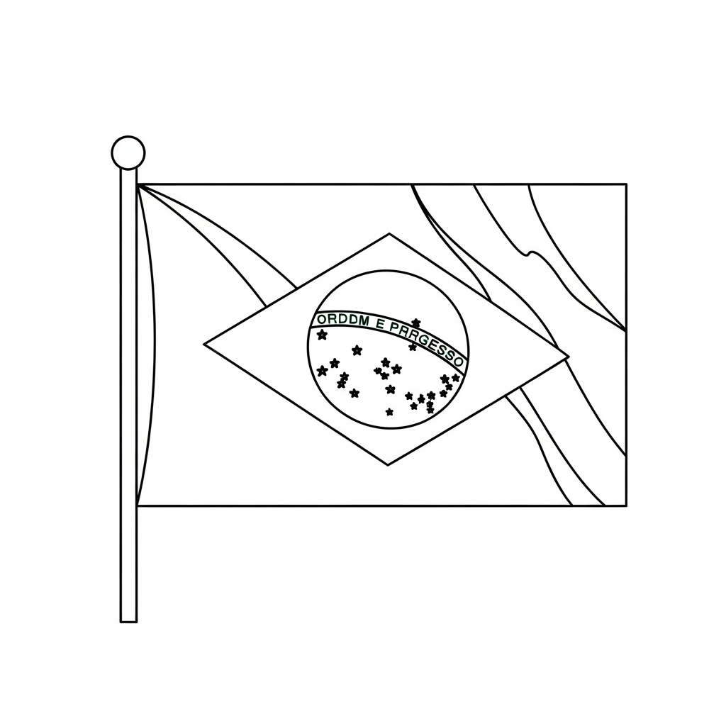 Desenho de bandeira brasil para colorir com losango e círculo central