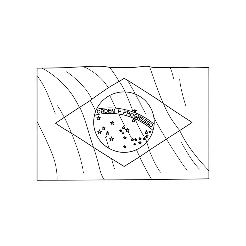 Desenho de bandeira brasil para colorir com losango e círculo central