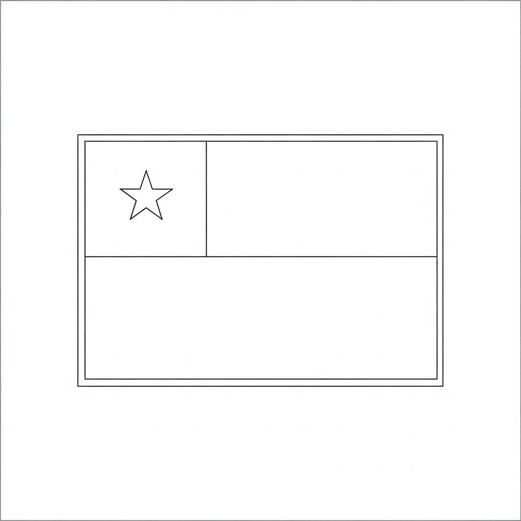 Desenho de bandeira chile para colorir com estrela e faixas simples