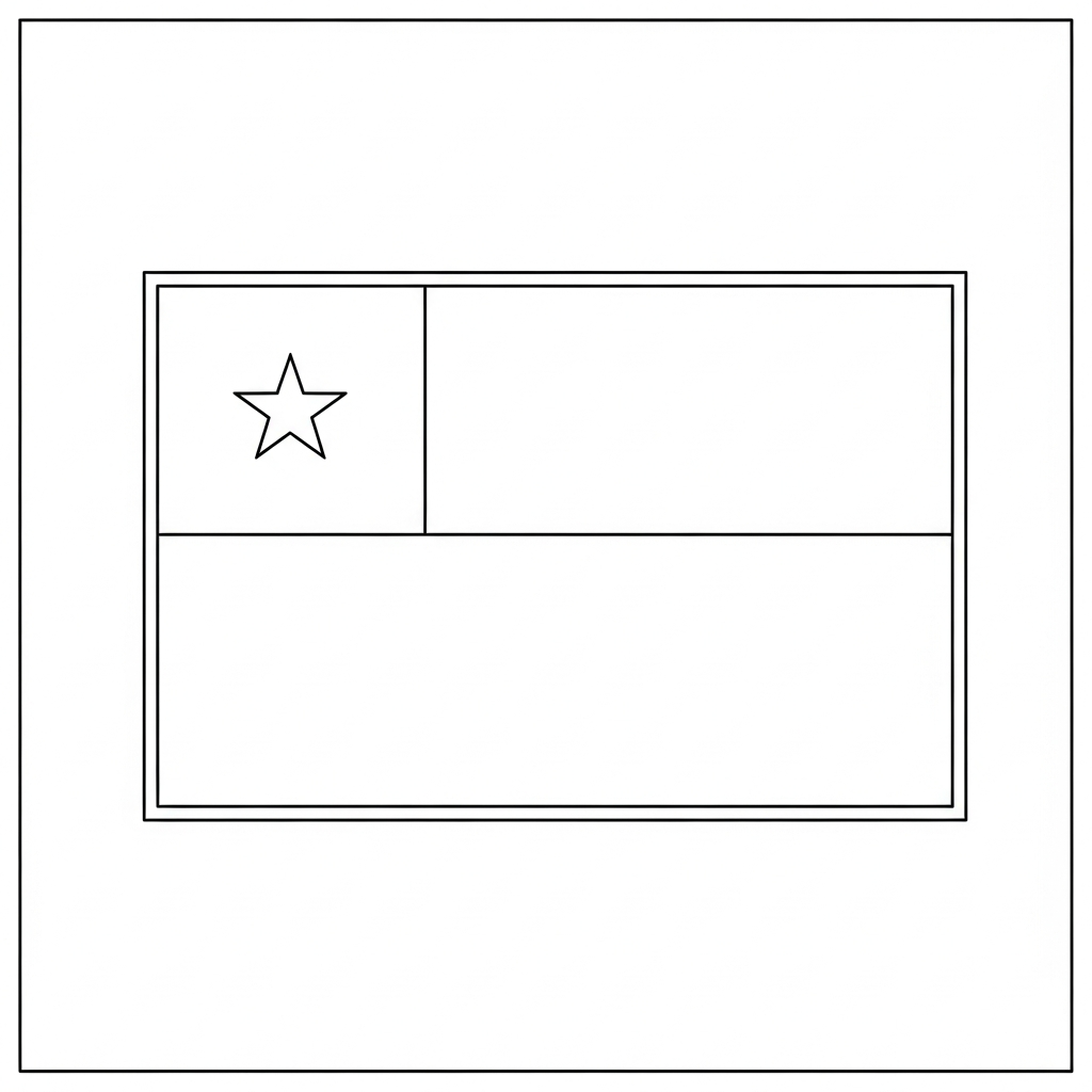 Desenho de bandeira chile para colorir com estrela e faixas simples
