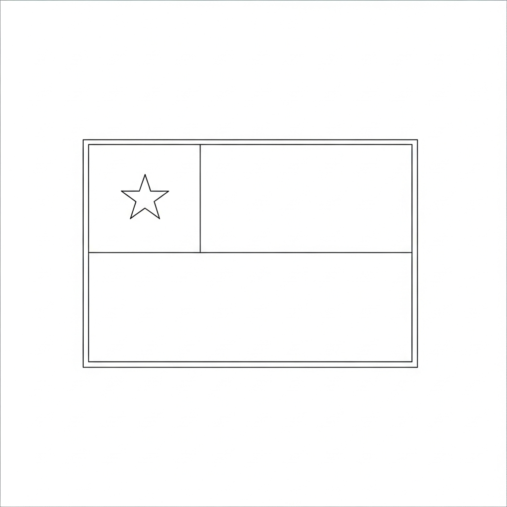 Desenho de bandeira chile para colorir com estrela e faixas simples