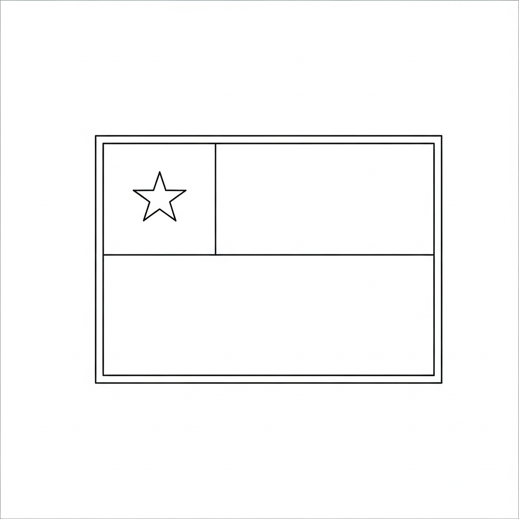Desenho de bandeira chile para colorir com estrela e faixas simples