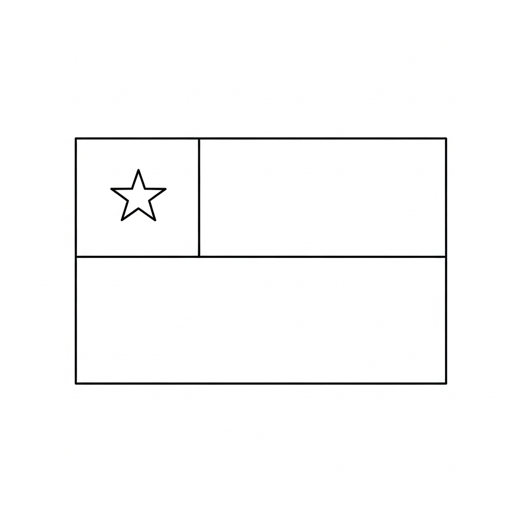 Desenho de bandeira chile para colorir com estrela e listras simples