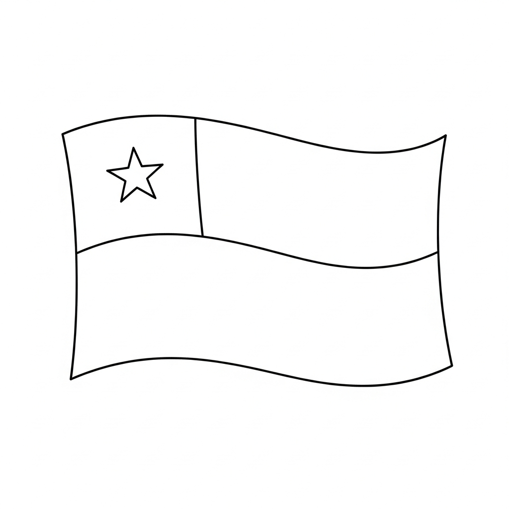 Desenho de bandeira chile para colorir com estrela e faixas simples