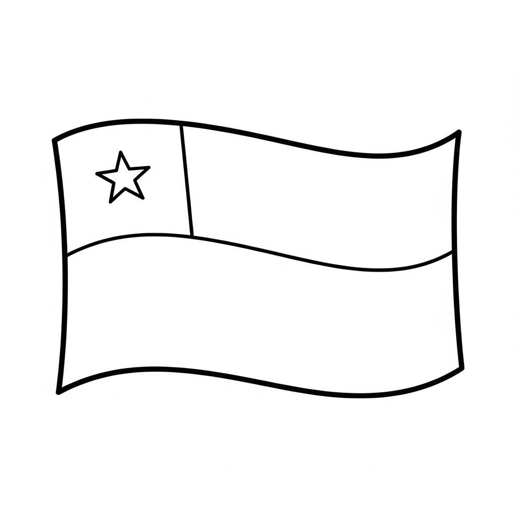 Desenho de bandeira chile para colorir com estrela e listras simples