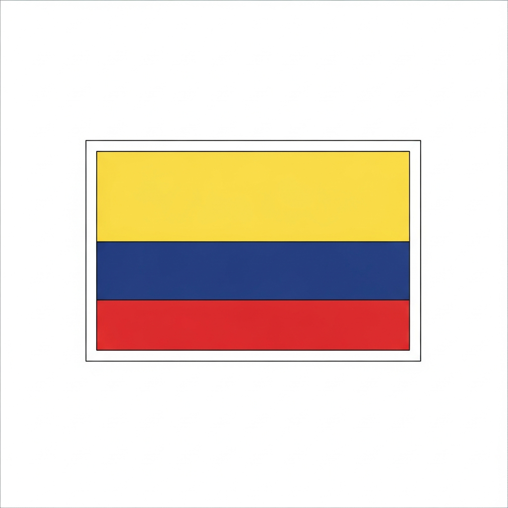 Desenho de bandeira colombia para colorir com faixas horizontais simples e contorno nítido