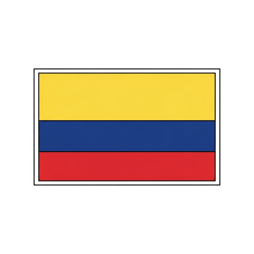 Desenho de bandeira colombia para colorir com faixas horizontais simples e contornos definidos