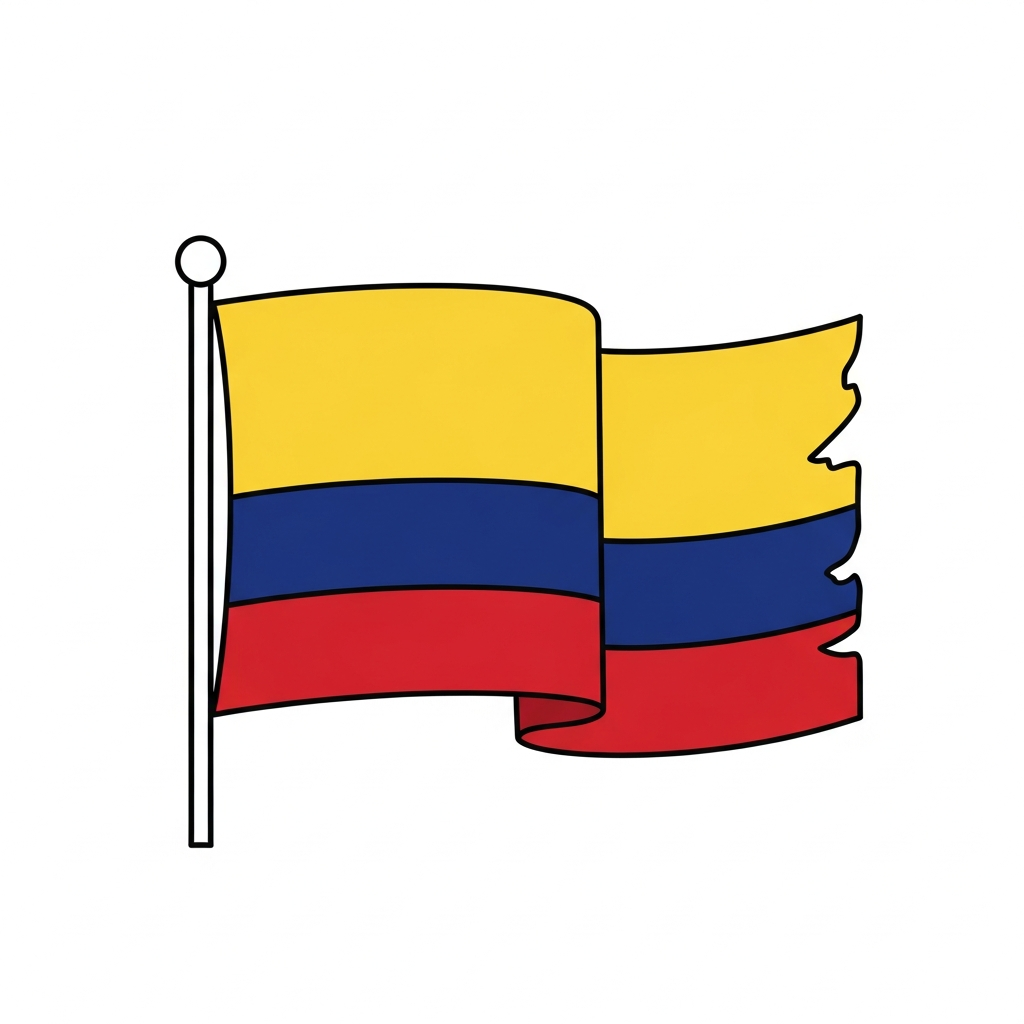 Desenho de bandeira colombia para colorir com listras horizontais simples