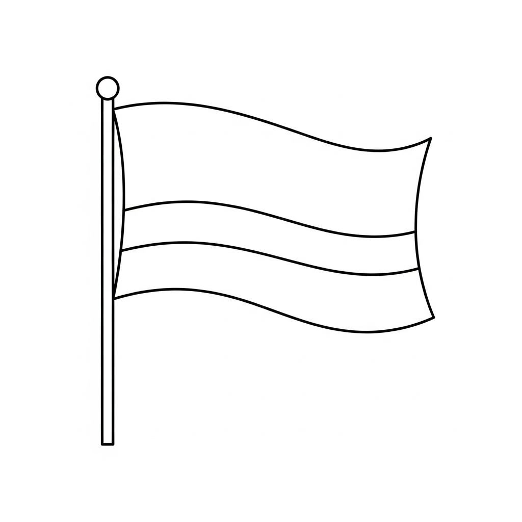 Desenho de bandeira colombia para colorir com faixas horizontais e contornos simples