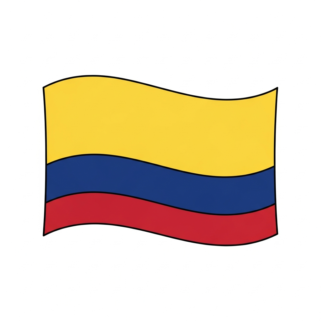 Desenho de bandeira colombia para colorir com faixas horizontais simples e contornadas