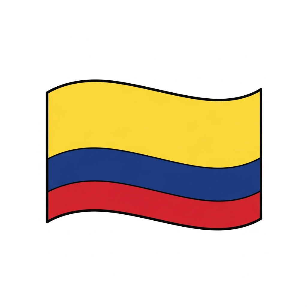 Desenho de bandeira colombia para colorir tremulando com faixas horizontais simples