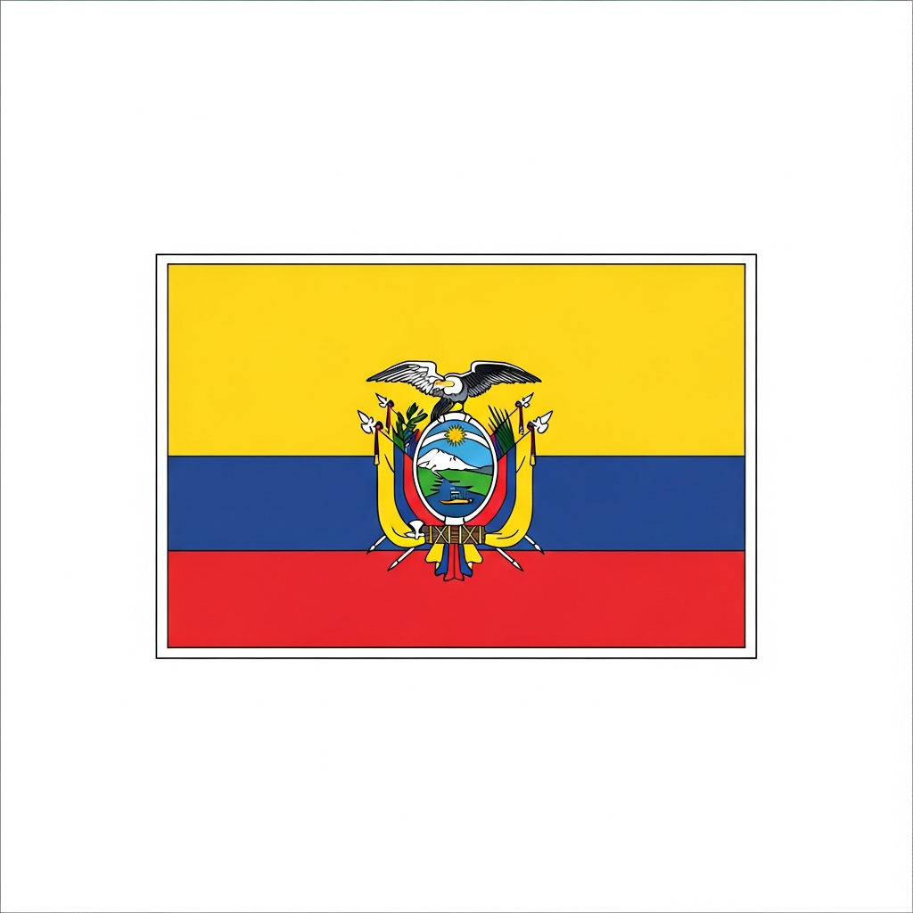 Desenho de bandeira equador para colorir com listras e brasão central