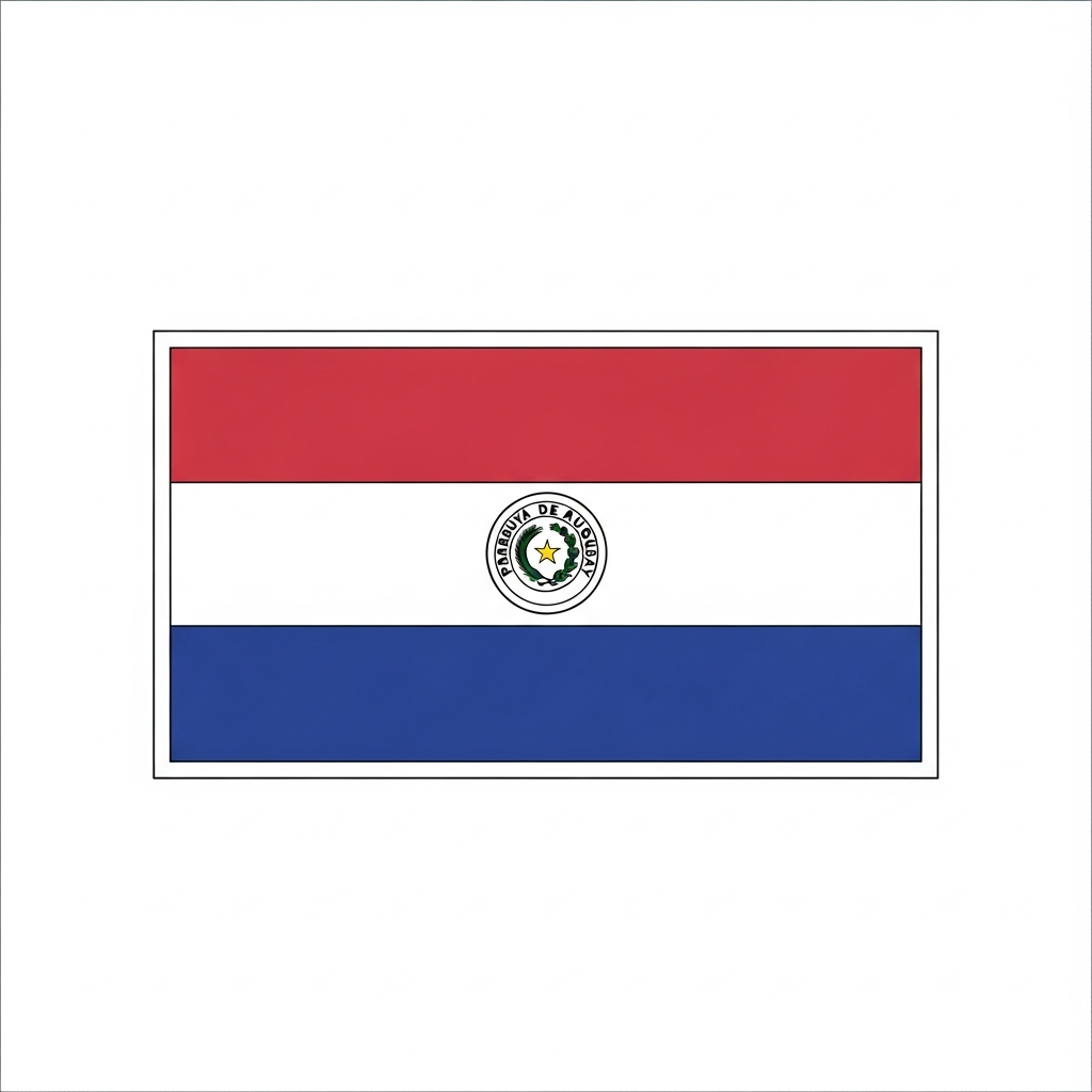 Desenho de bandeira paraguai para colorir com formas simples e contornos definidos