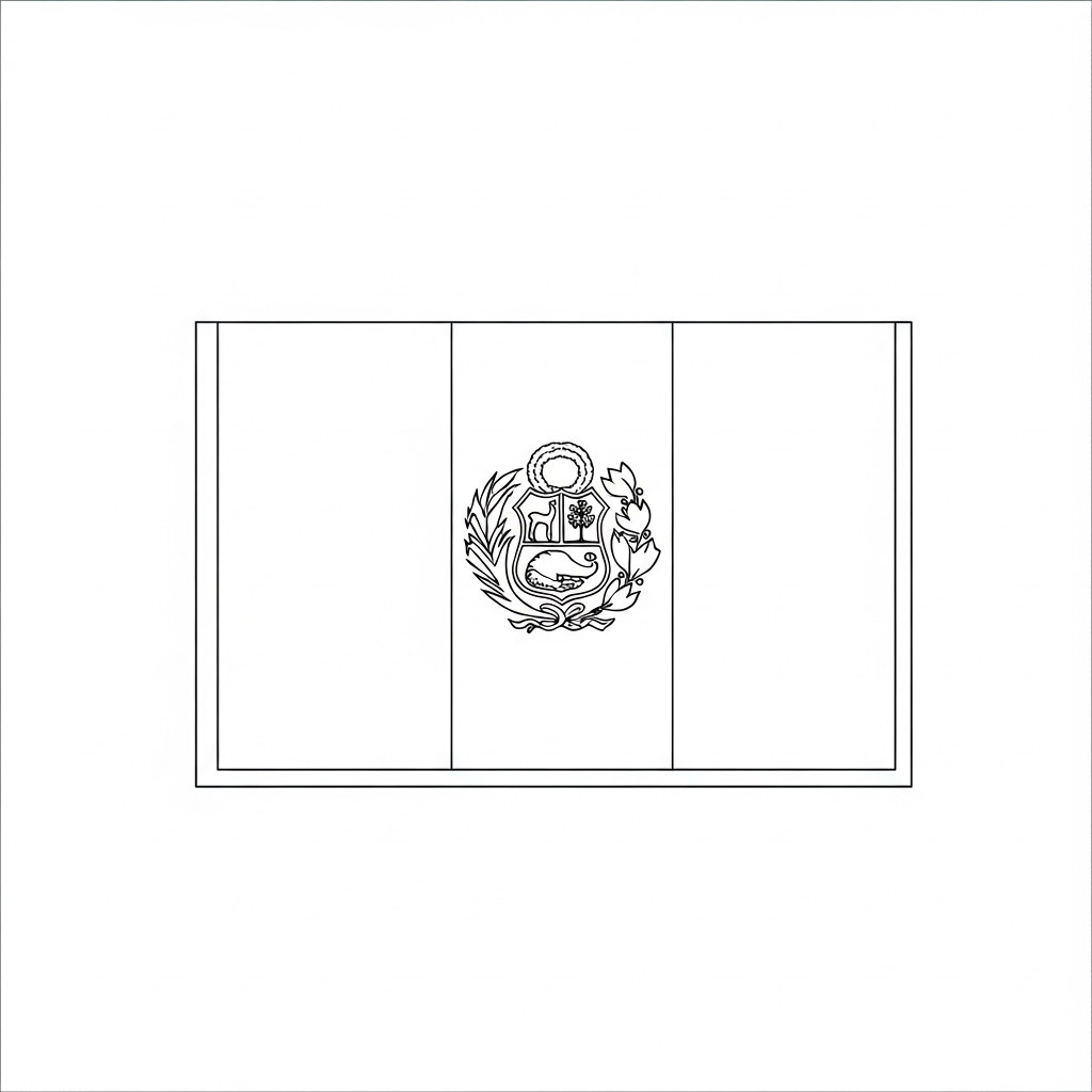 Desenho de bandeira peru para colorir com traços simples e áreas amplas