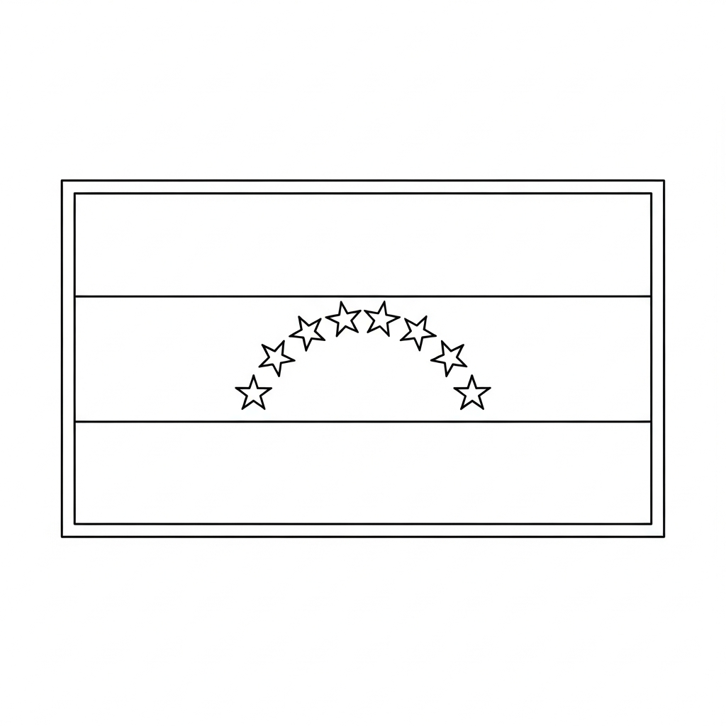 Desenho de bandeira venezuela para colorir com estrelas e faixas onduladas