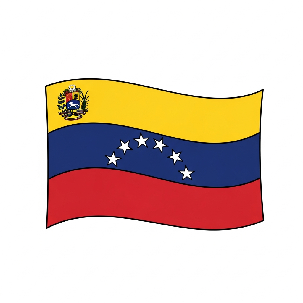 Desenho de bandeira venezuela para colorir com estrelas e faixas onduladas