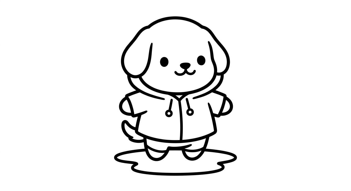 Desenho de cachorrinho de capa de chuva para colorir fofo acenando alegremente