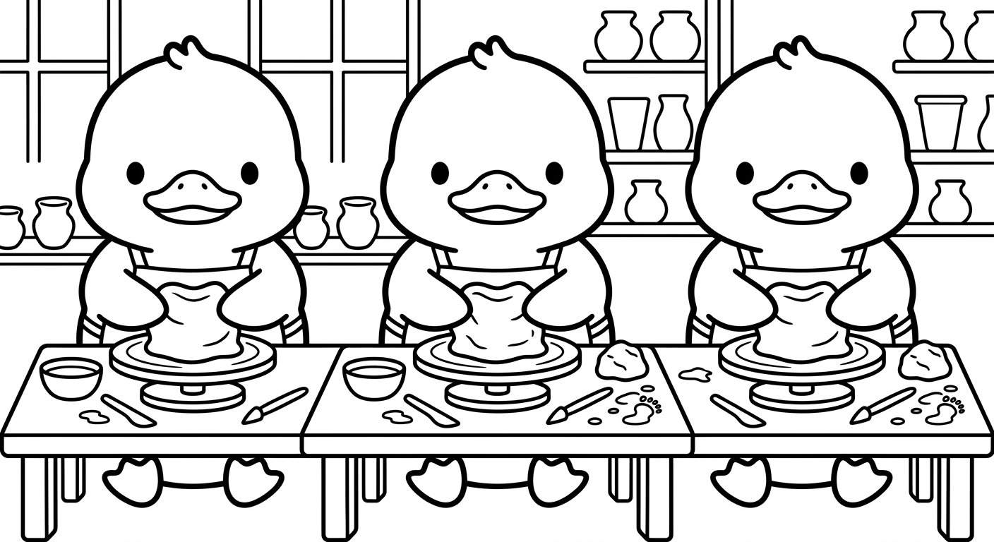Desenho de patinho com massinha para colorir em pé sorrindo com brinquedos fofos