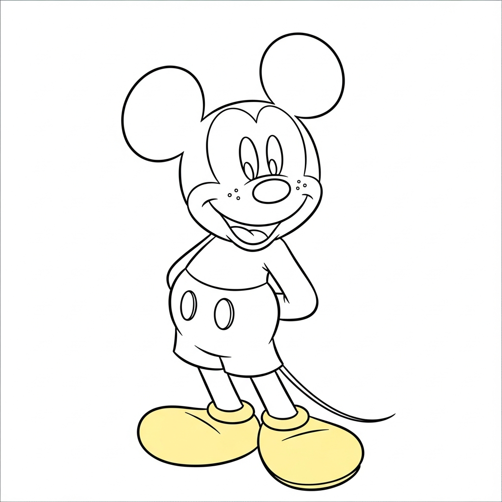 Desenho de Mickey Mouse para colorir fazendo cartão de Dia dos Pais
