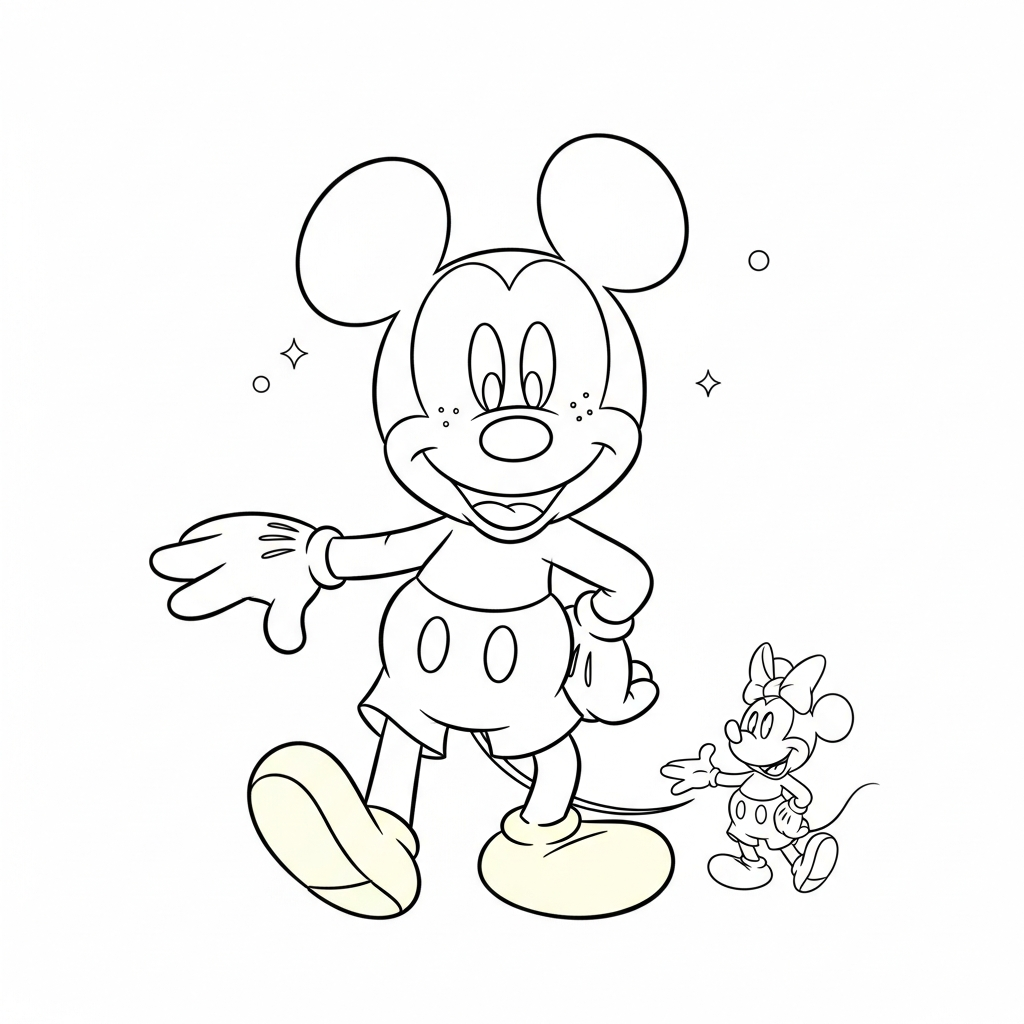 Desenho de Mickey Mouse para colorir dançando quadrilha de festa junina