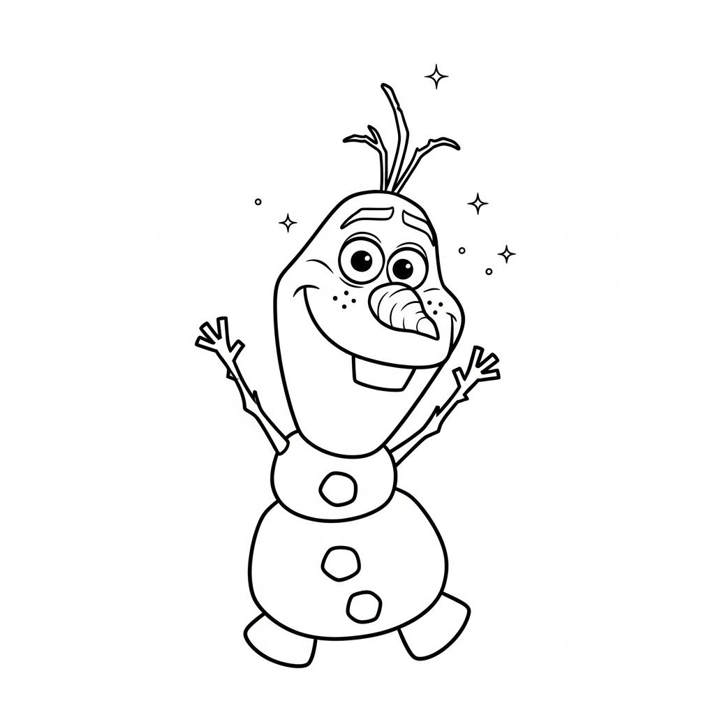 Desenho de Olaf para colorir dando volta carpada na piscina com boia pequena.