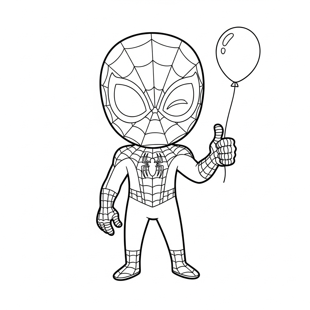 Desenho de homem aranha para colorir piscando o olho com joinha e estrelinha