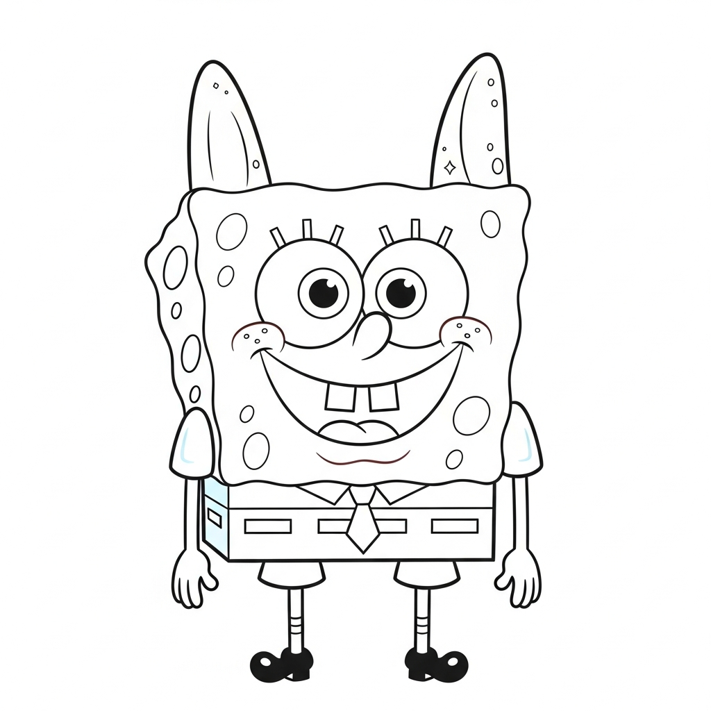 Desenho de Bob Esponja para colorir como monstrinho fofo sorridente