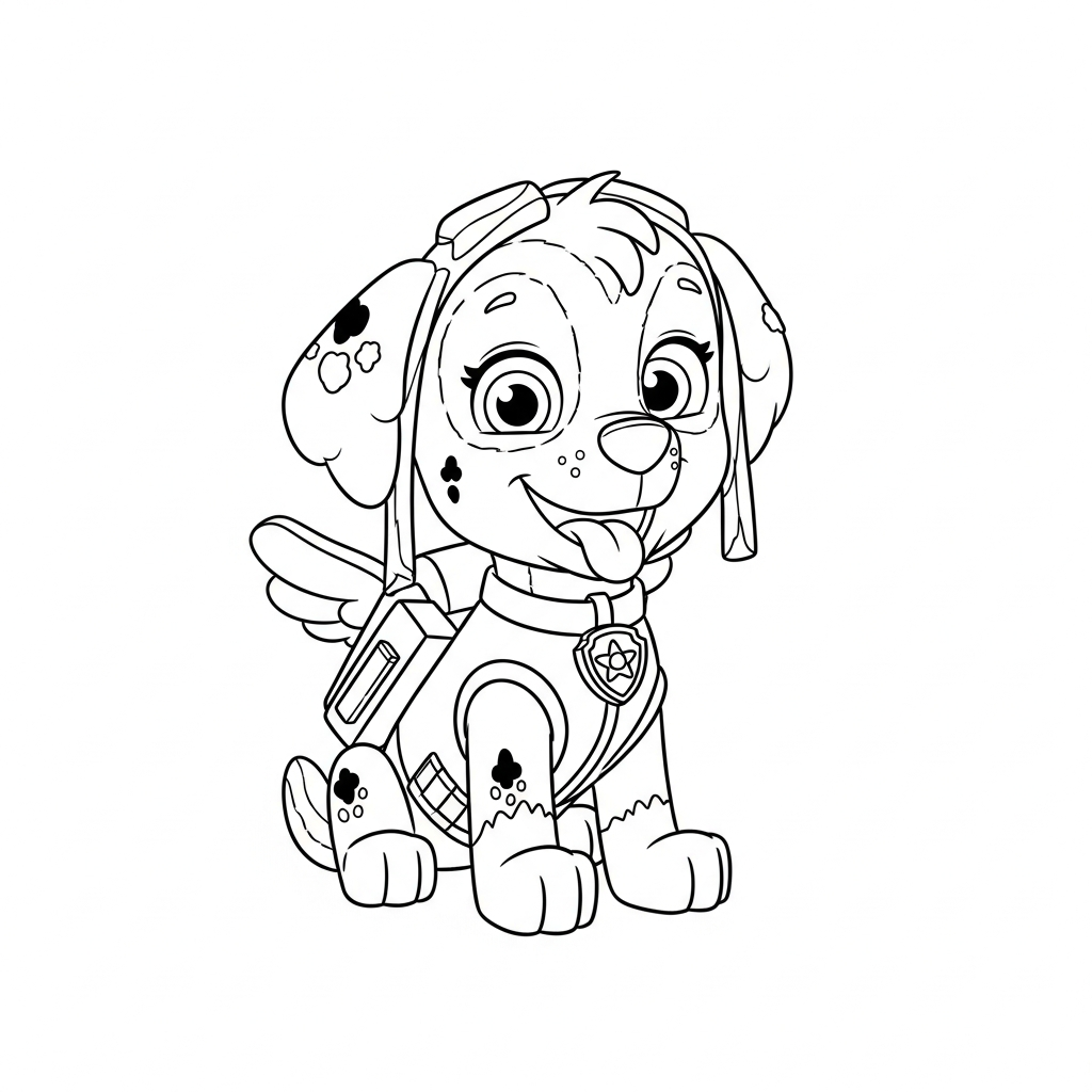 Desenho de patrulha canina para colorir voando com capa de super-herói