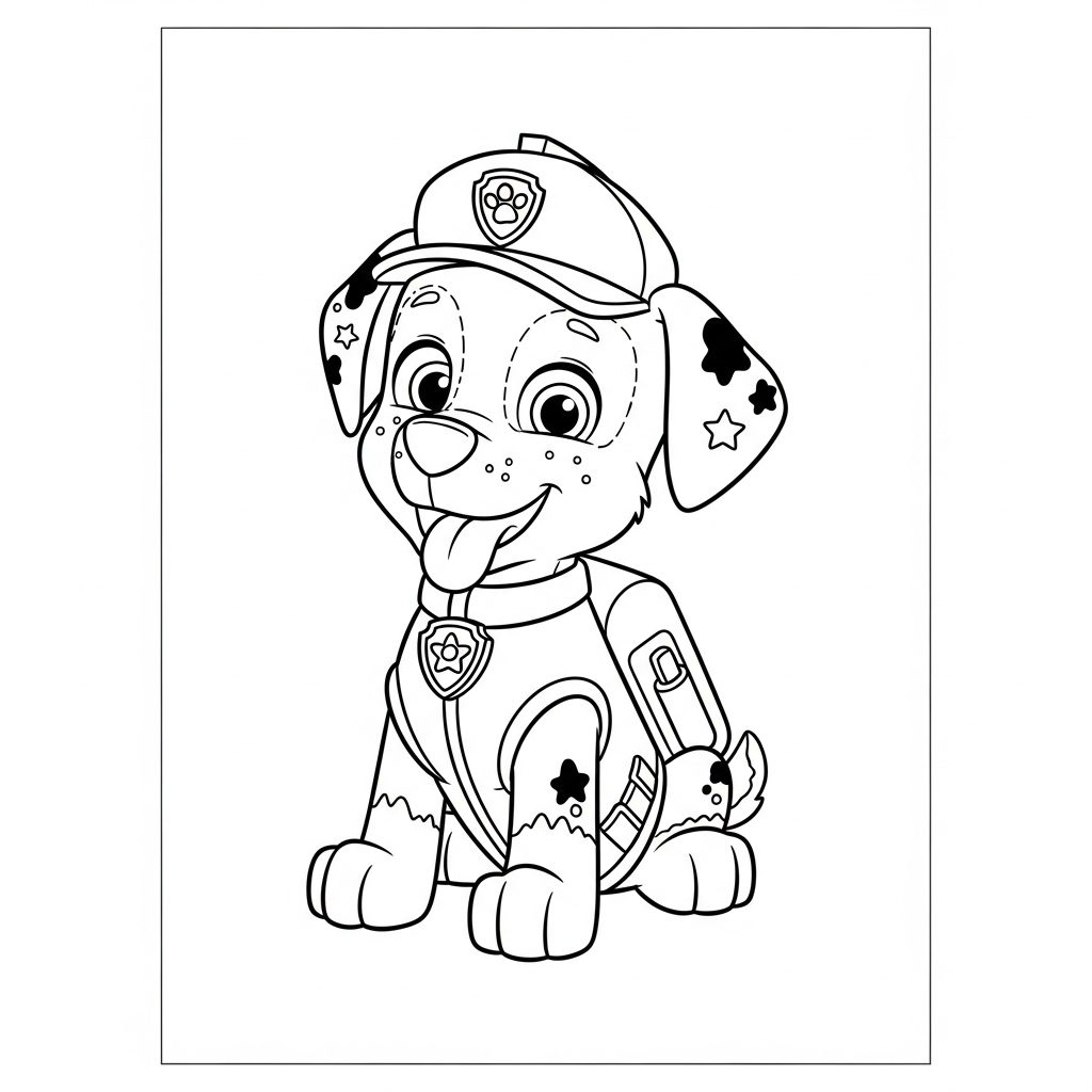 Desenho de patrulha canina para colorir escorregando alegremente em um escorregador