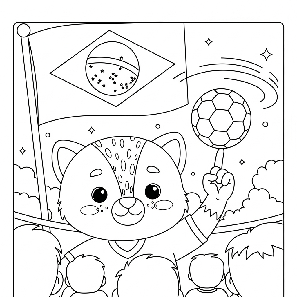 Desenho de bandeira do brasil para colorir girando bola na ponta do dedo