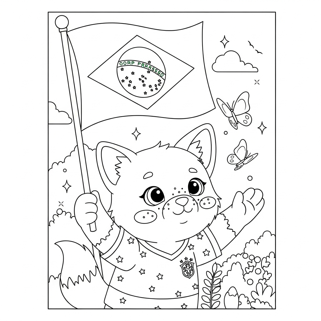 Desenho de bandeira do brasil para colorir observando borboletas no estádio lotado