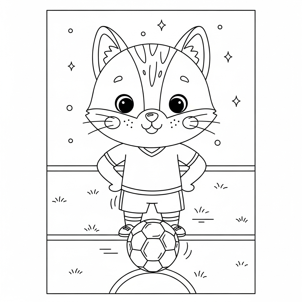 Desenho de bola de futebol para colorir preparando-se para cobrar pênalti com apito pequeno.