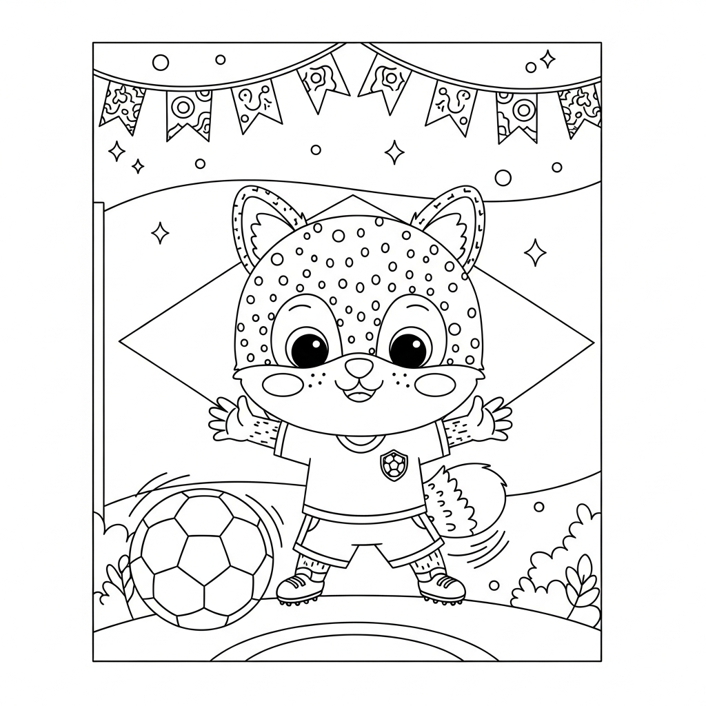 Desenho de bola de futebol para colorir protegendo gol na linha com apito pequeno