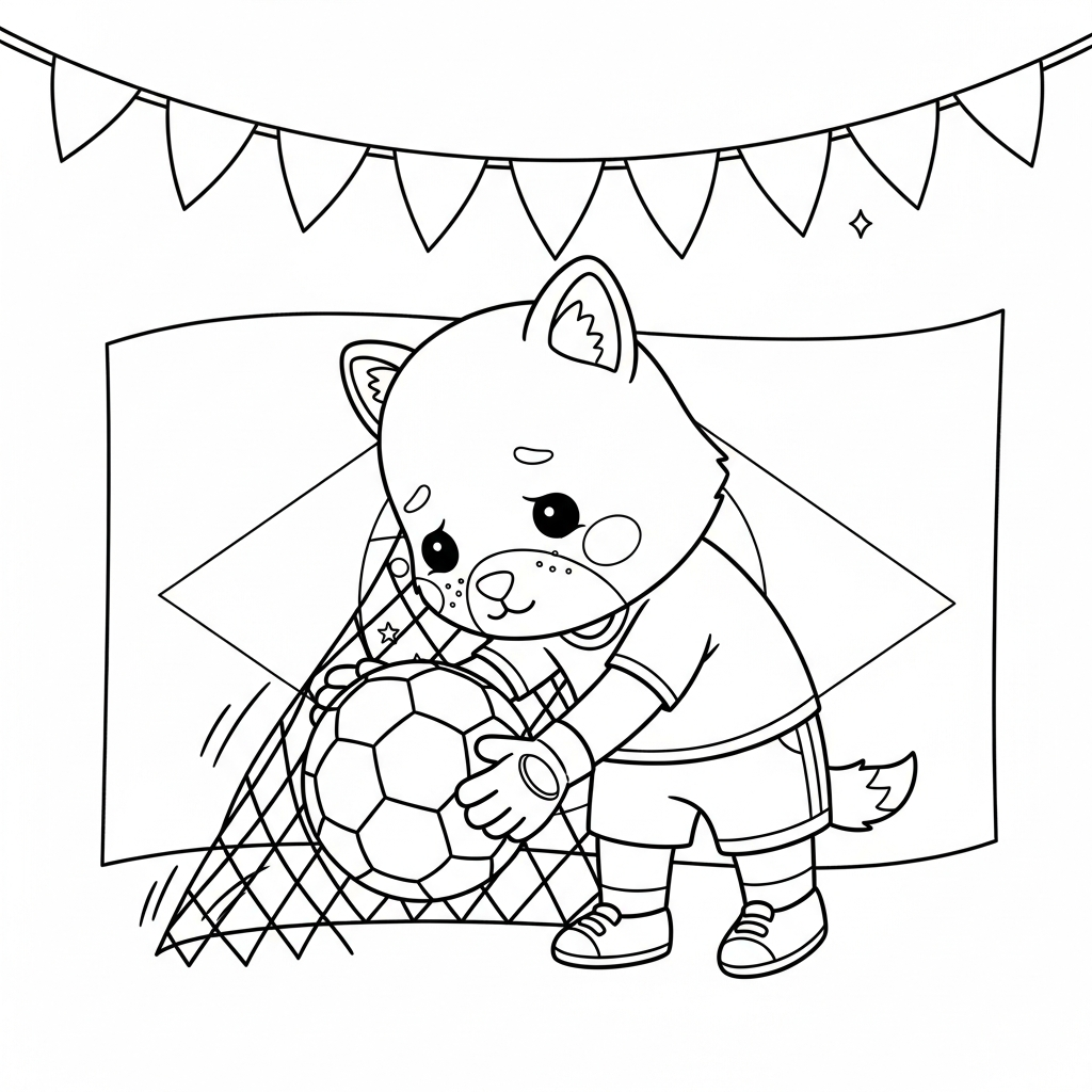 Desenho de bola de futebol para colorir tirando bola da rede triste
