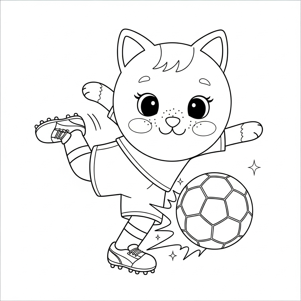 Desenho de bola de futebol para colorir chutando com força em estádio lotado