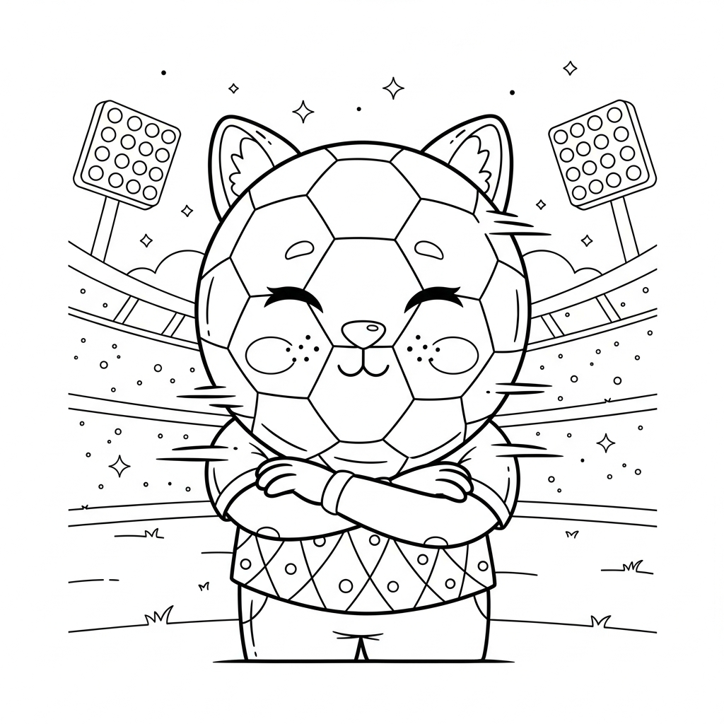 Desenho de bola de futebol para colorir formando barreira de falta no pódio da Copa.