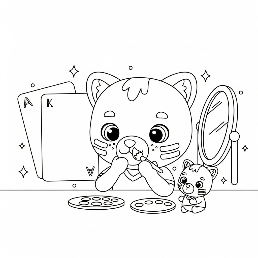 Desenho de cartões amarelo vermelho para colorir pintando o rosto em quarto infantil futebolístico.